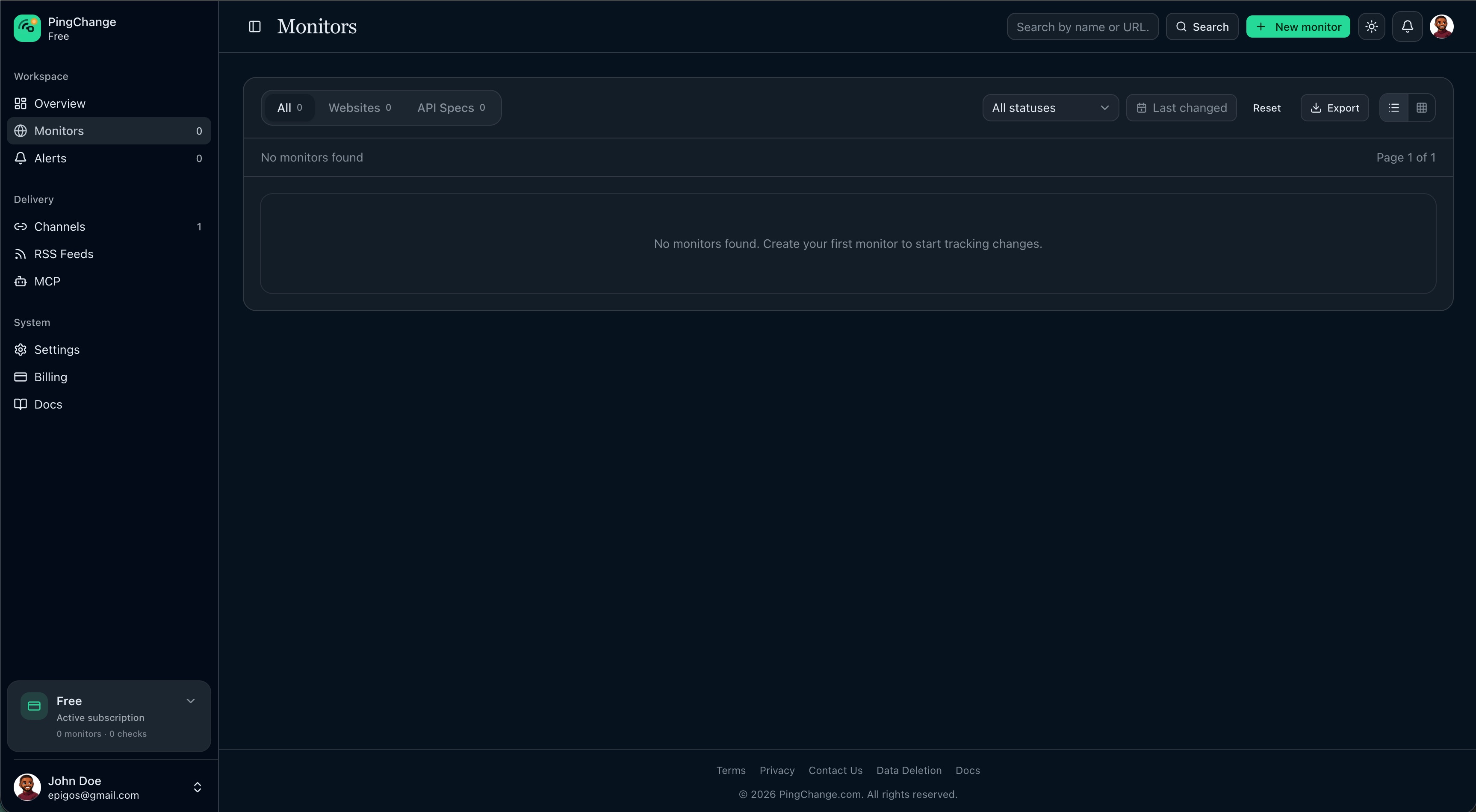 New monitor wizard open at the first step