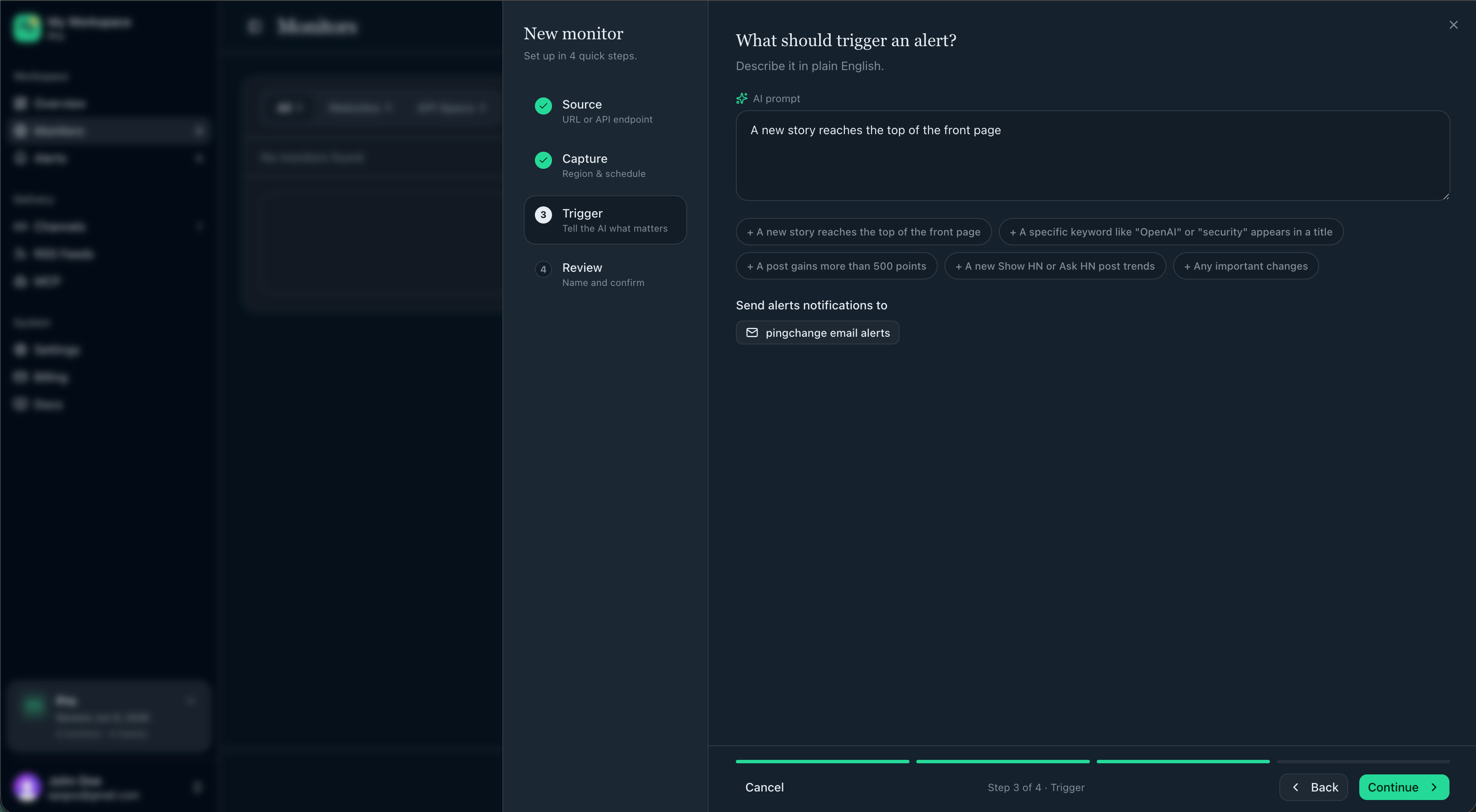 AI prompt and notification channels on paid plan